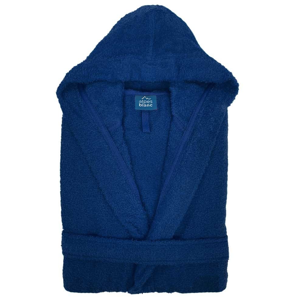 Peignoir de bain à capuche en coton éponge bouclette marine