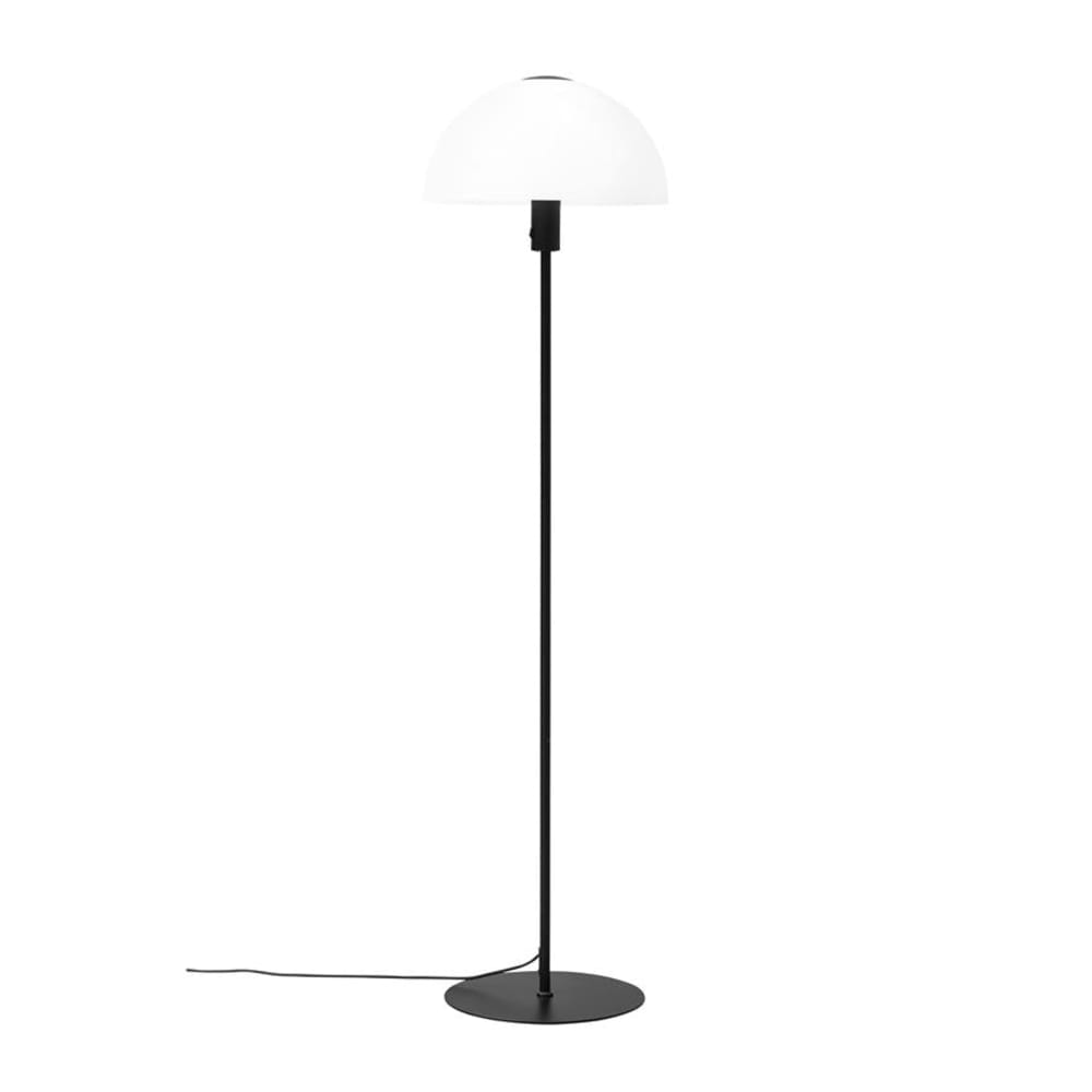 Lampadaire en verre opale et métal noir