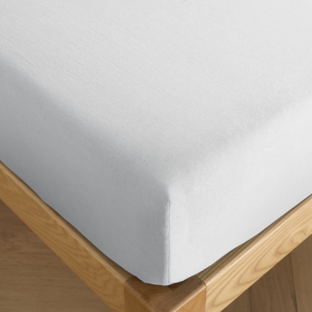 Drap housse percale de coton blanc 140x190 cm