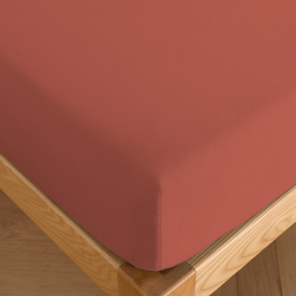 Drap housse percale de coton argile 140x190 cm