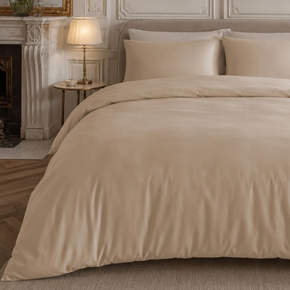 Drap housse percale de coton beige 140x190 cm — vue 4