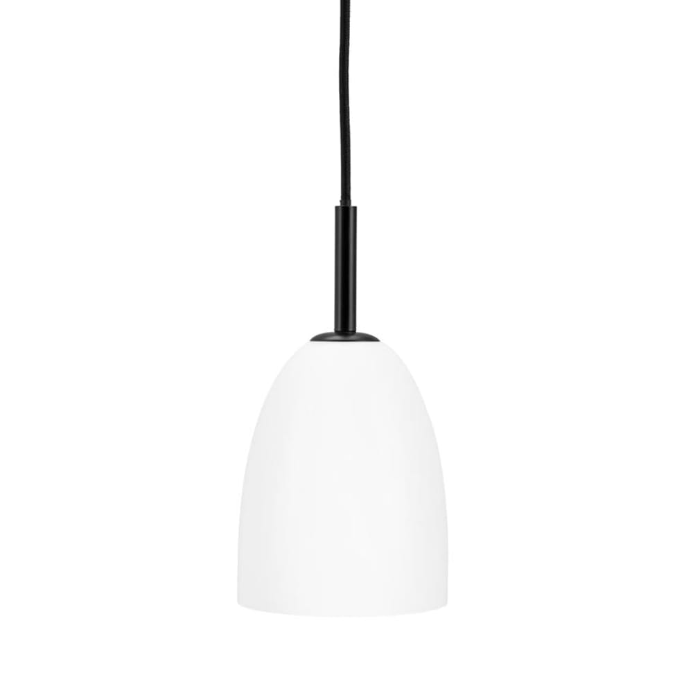 Pendelleuchte aus Opalglas und Metall h 26 cm d 12 cm, schwarz -
