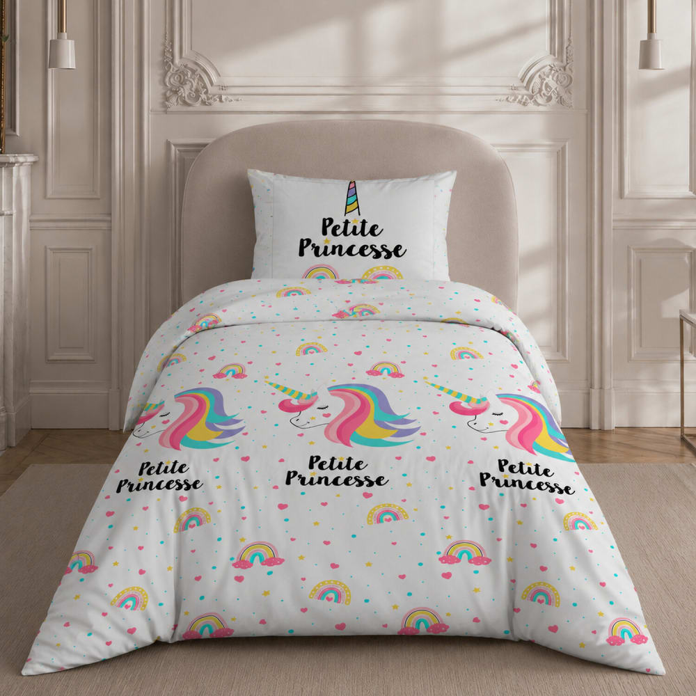 Parure de lit en coton motif géométrique 140x200 cm + 1 taie Parure de lit en coton motif géométrique 140x200 cm + 1 taie