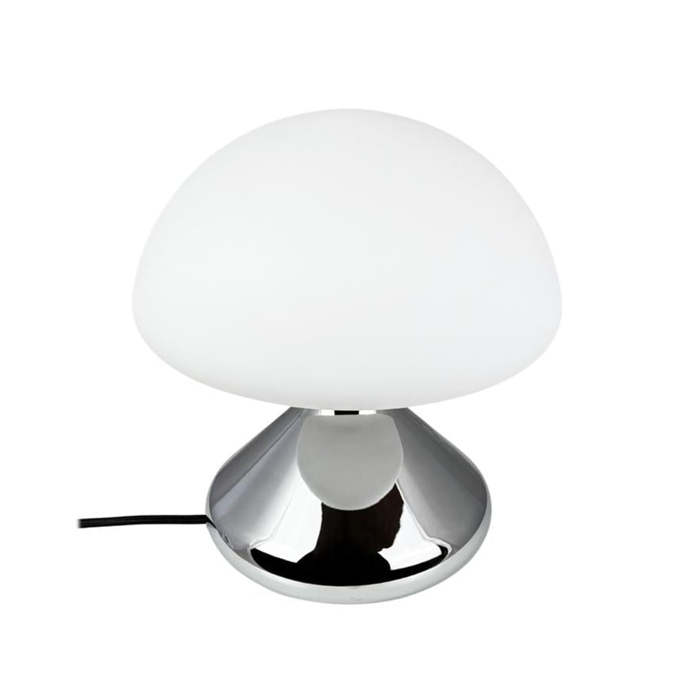 Lampe de table chromée en métal et verre opalin blanc — vue 3