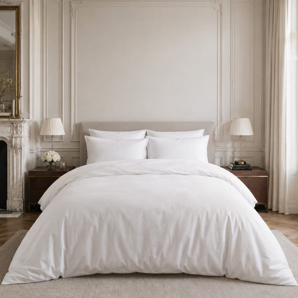 Parure housse de couette percale de coton blanc + 2 taies 240x220 cm — vue 4