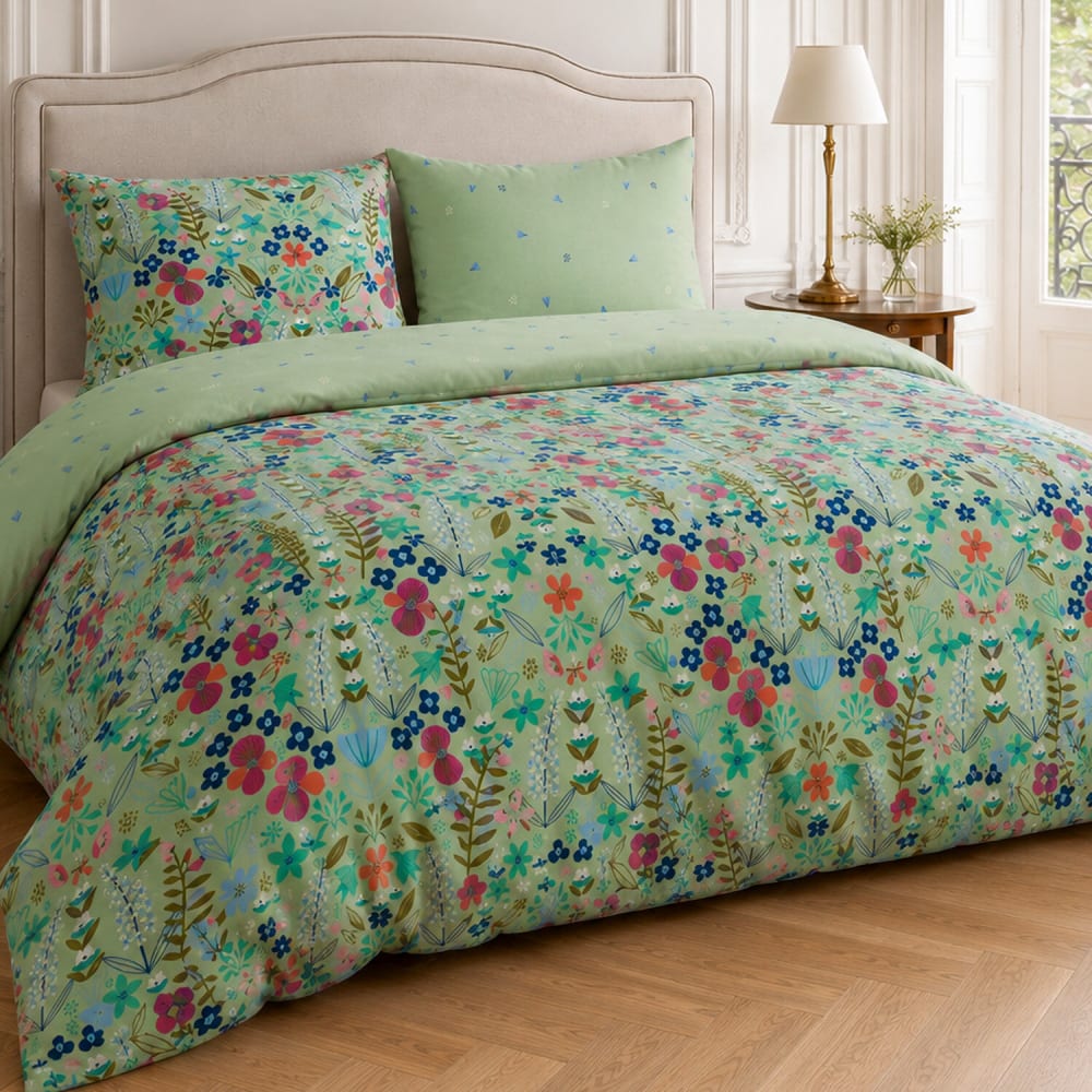 Parure de lit percale de coton floral printemps + 2 taies 240x220 cm — vue 3