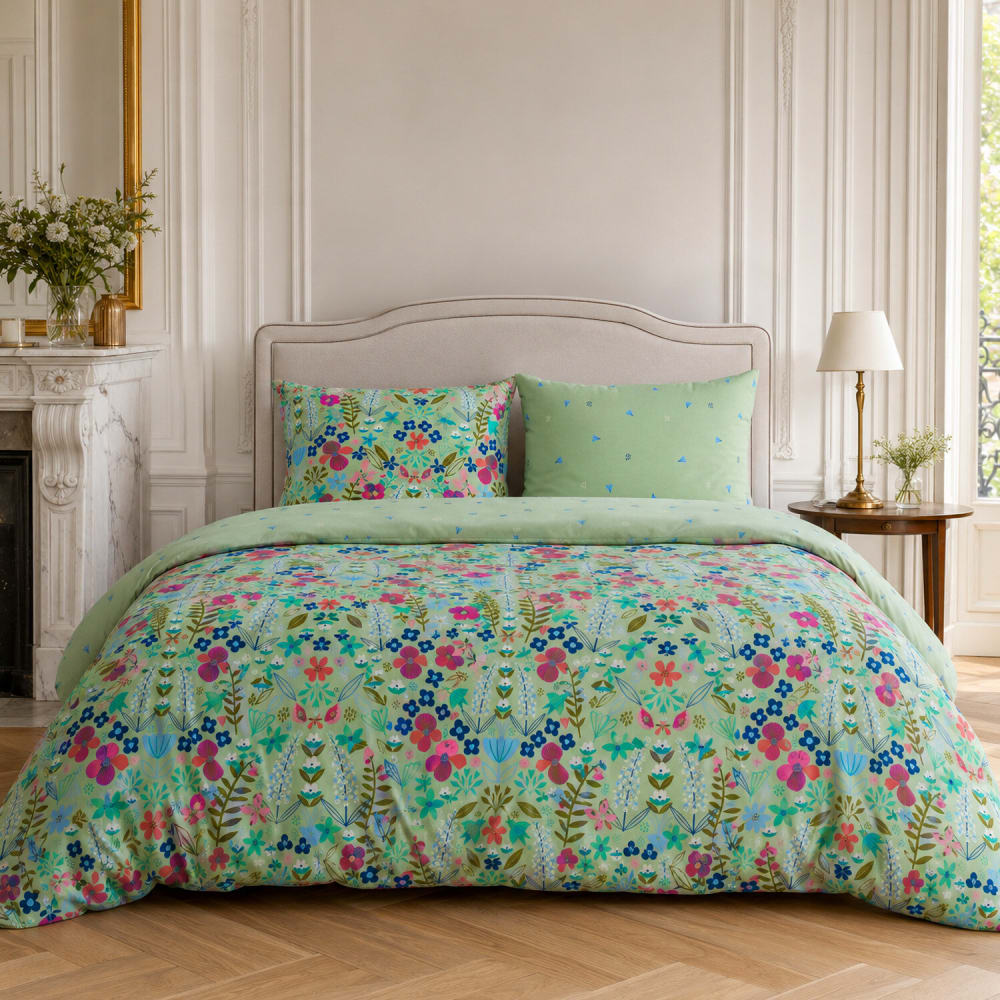 Parure de lit percale de coton floral printemps + 2 taies 240x220 cm — vue 4