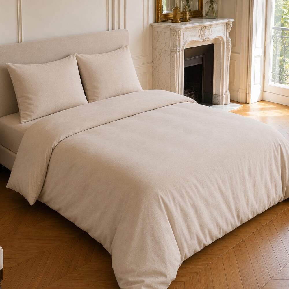 Parure housse de couette en coton/lin naturel 240x220 cm — vue 3