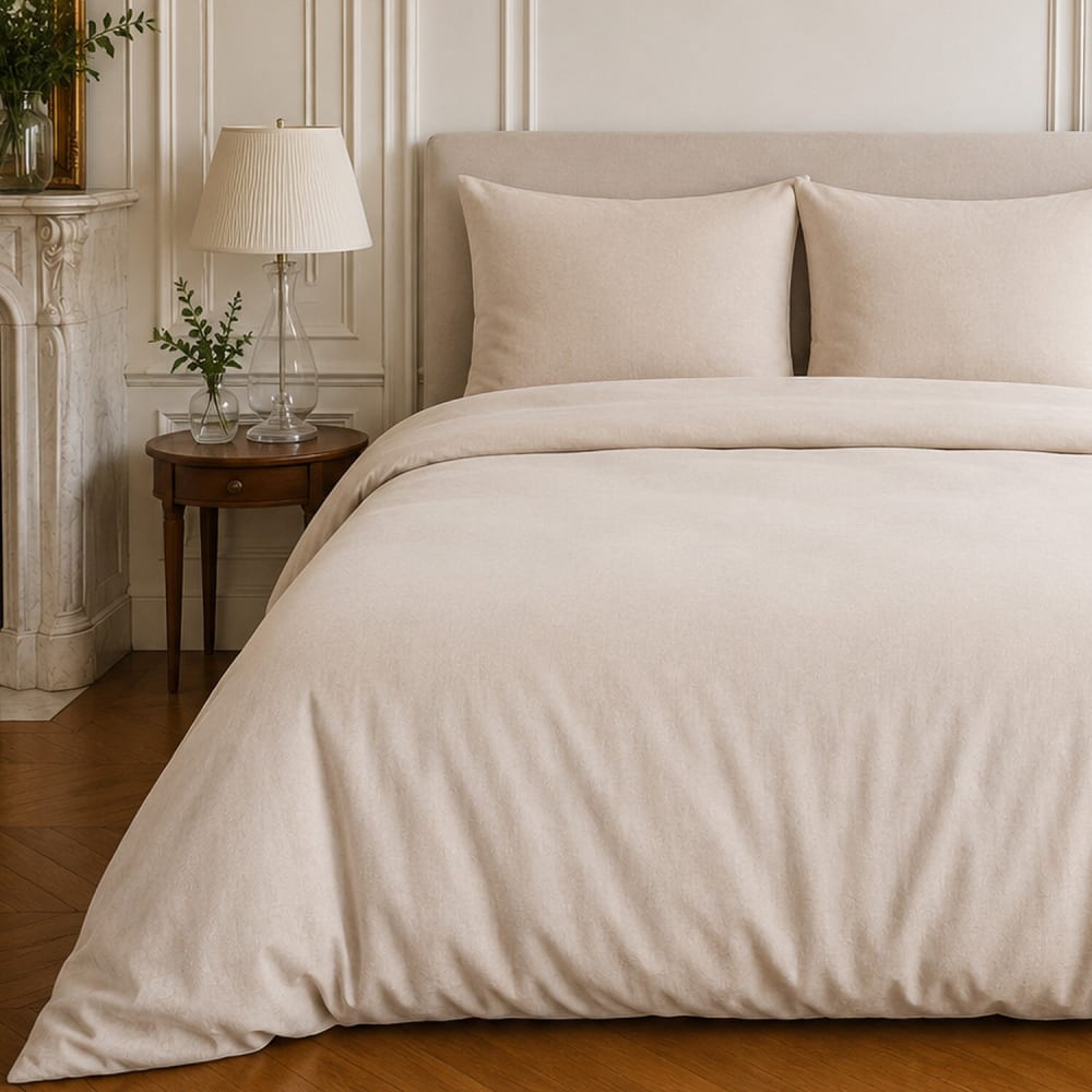Parure housse de couette en coton/lin naturel 240x220 cm — vue 4