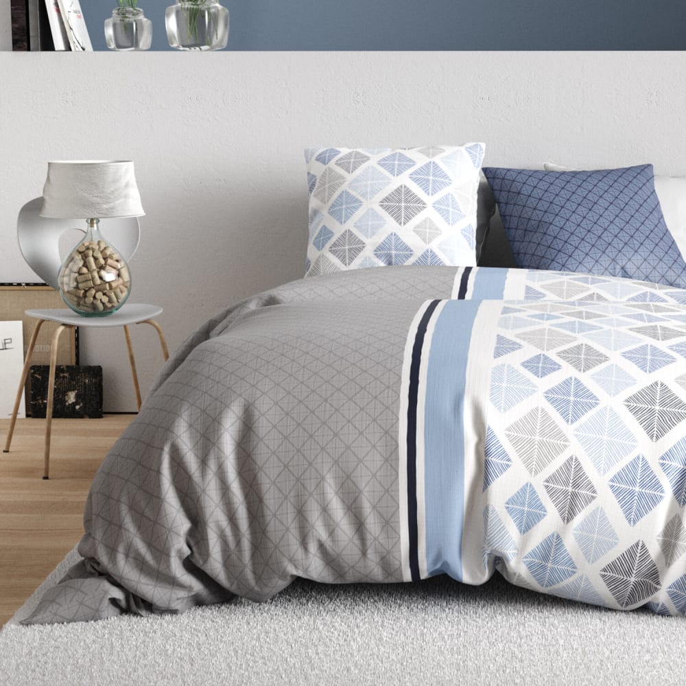 Parure de lit en percale de coton motif losanges 260x240 cm — vue 3