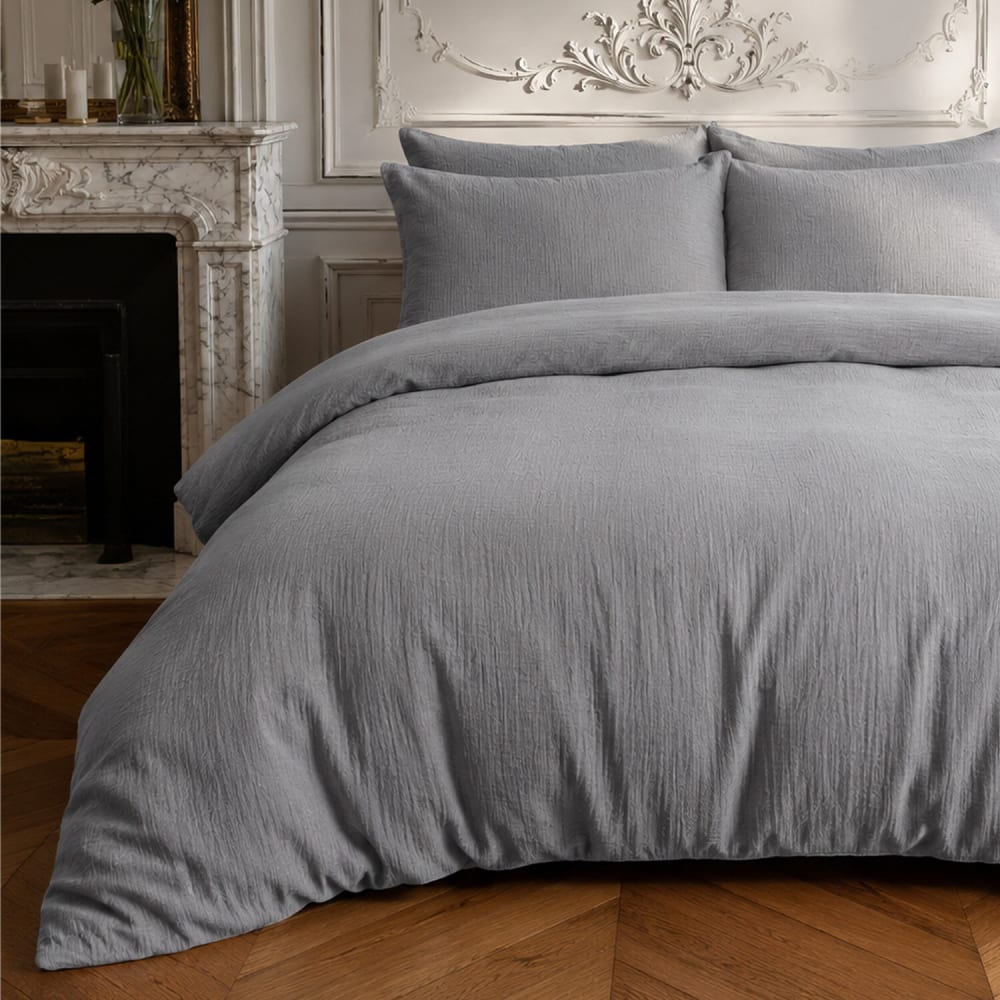 Parure housse de couette en gaze de coton unie charbon 260x240 cm