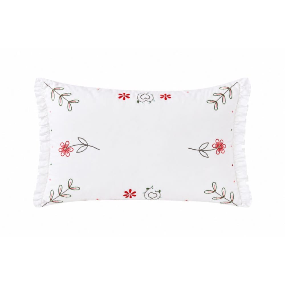 Housse de coussin carrée brodée à volant - 40x60cm - blanc