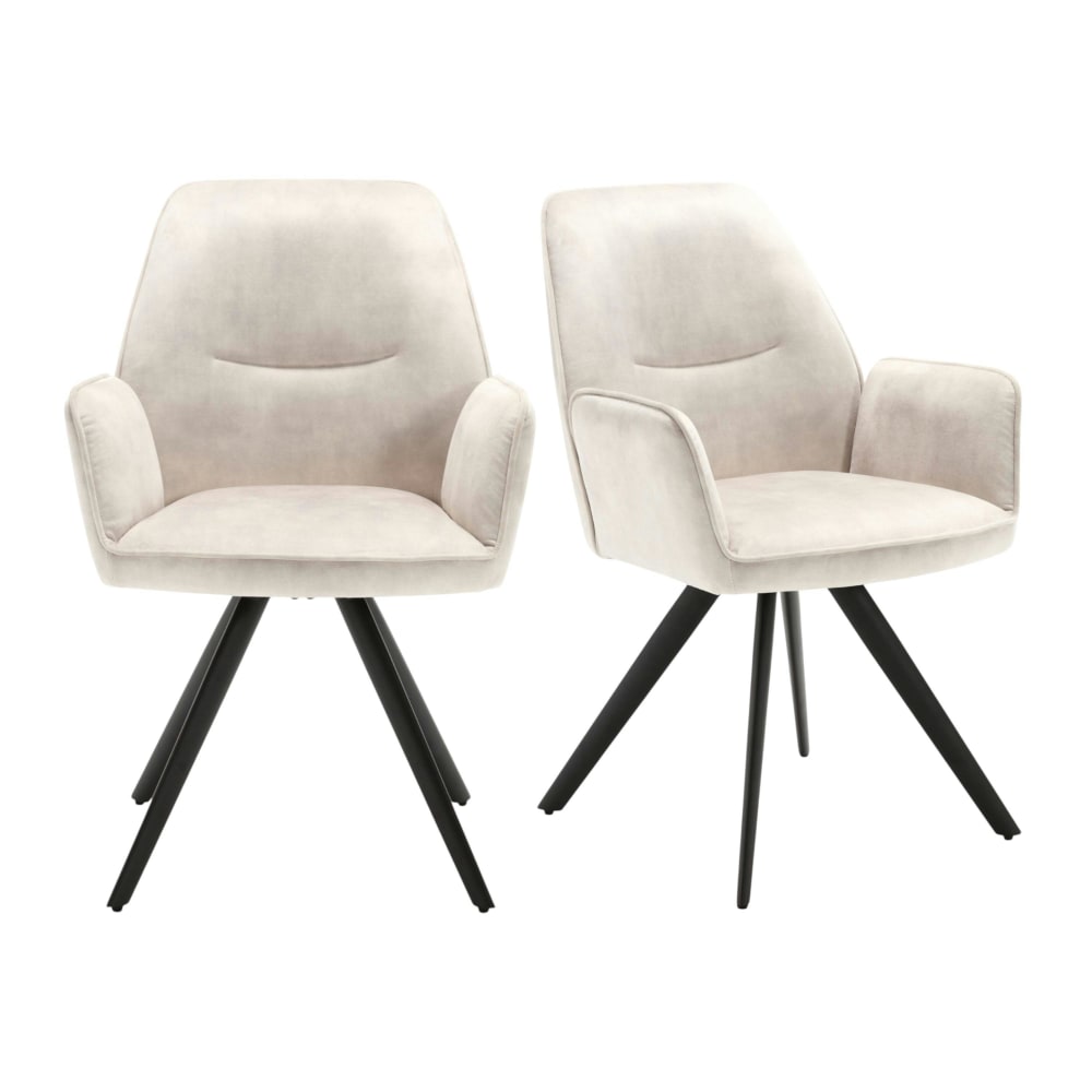 Fauteuil de table écru design moderne (lot de 2) Fauteuil de table écru design moderne (lot de 2)