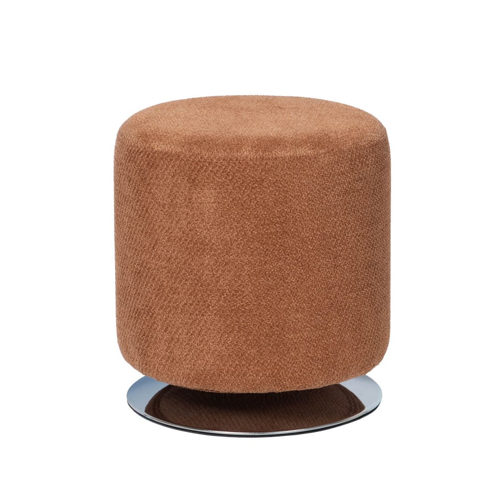 Pouf  d 39 cm  en tissu orange en acier
