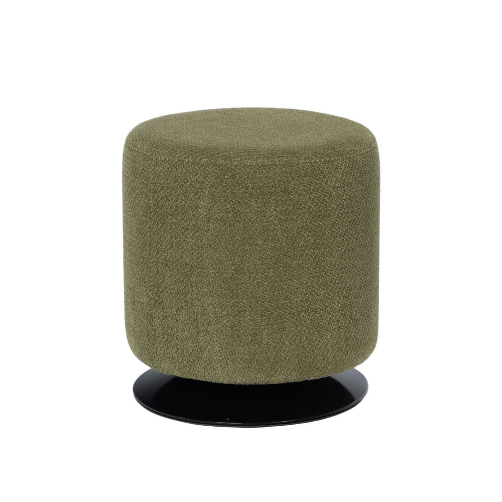 Pouf  d 39 cm blanc en tissu et pied noir vert en acier
