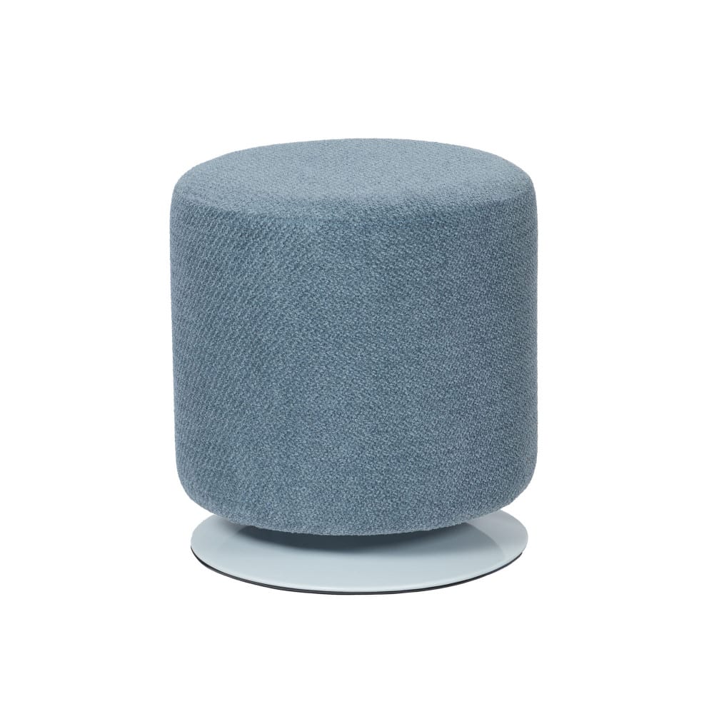 Pouf  d 39 cm  en tissu bleu en acier