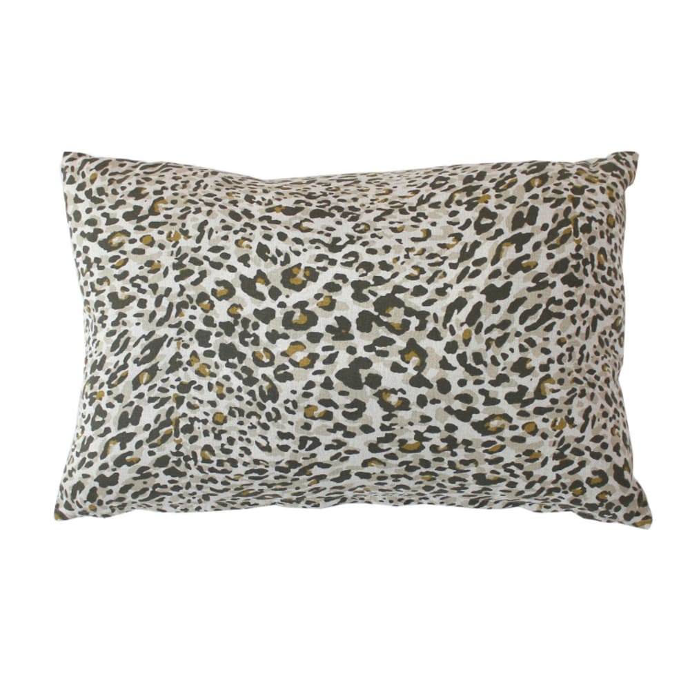 Coussin léopard en coton recyclé – coussin décoratif - 40x60cm - taupe