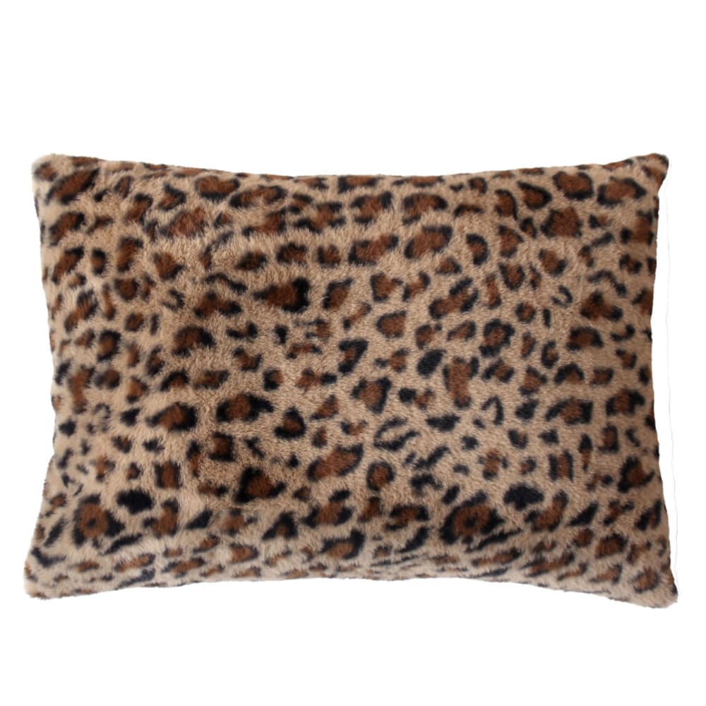 Coussin léopard effet fourrure – coussin décoratif - 40x60cm - noir