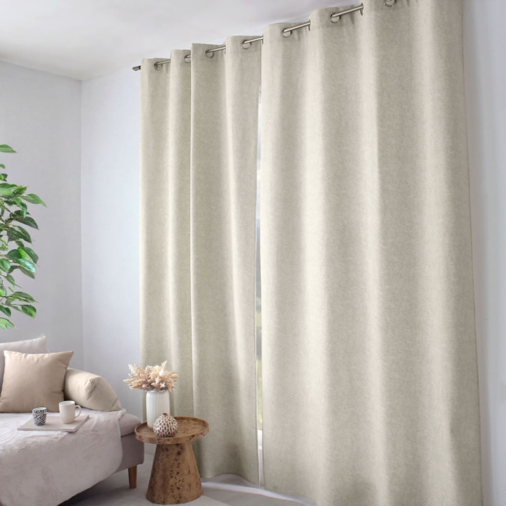 Rideau thermique – polaire – velours marbré - 140x240cm - ecru