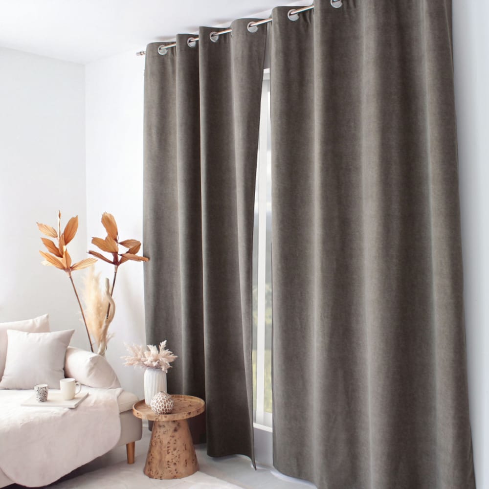 Rideau thermique – polaire – velours marbré - 140x240cm - taupe