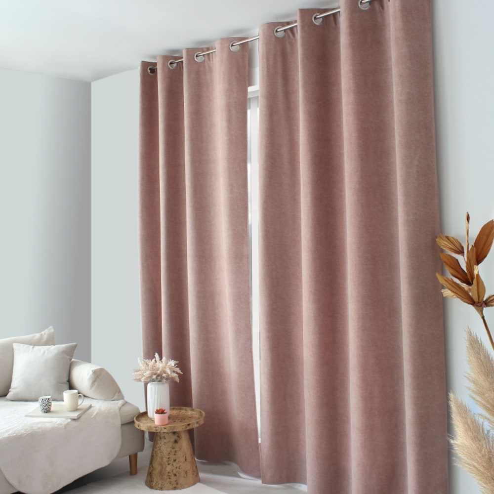Rideau thermique – polaire – velours marbré - 140x240cm - rose clair