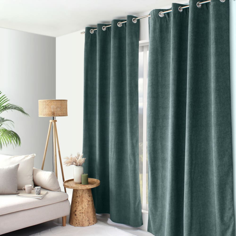 Rideau thermique – polaire – velours marbré - 140x240cm - vert