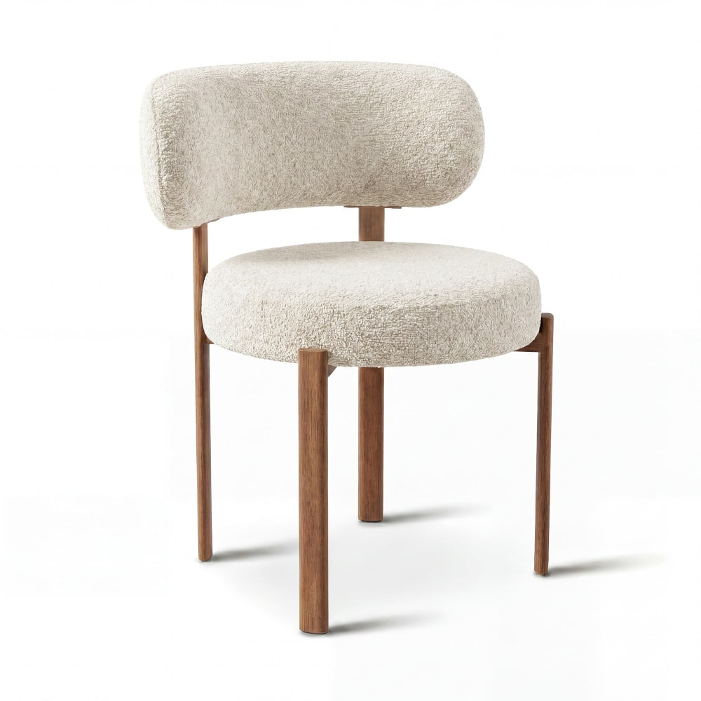 Lot de 2 chaises en bouclette crème Lot de 2 chaises en bouclette crème