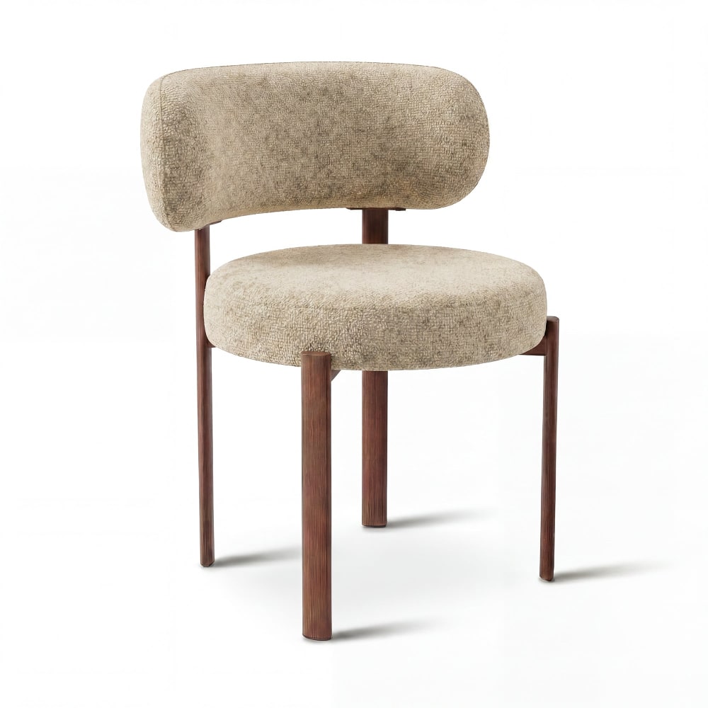 Lot de 2 chaises en velours texturé beige Lot de 2 chaises en velours texturé beige