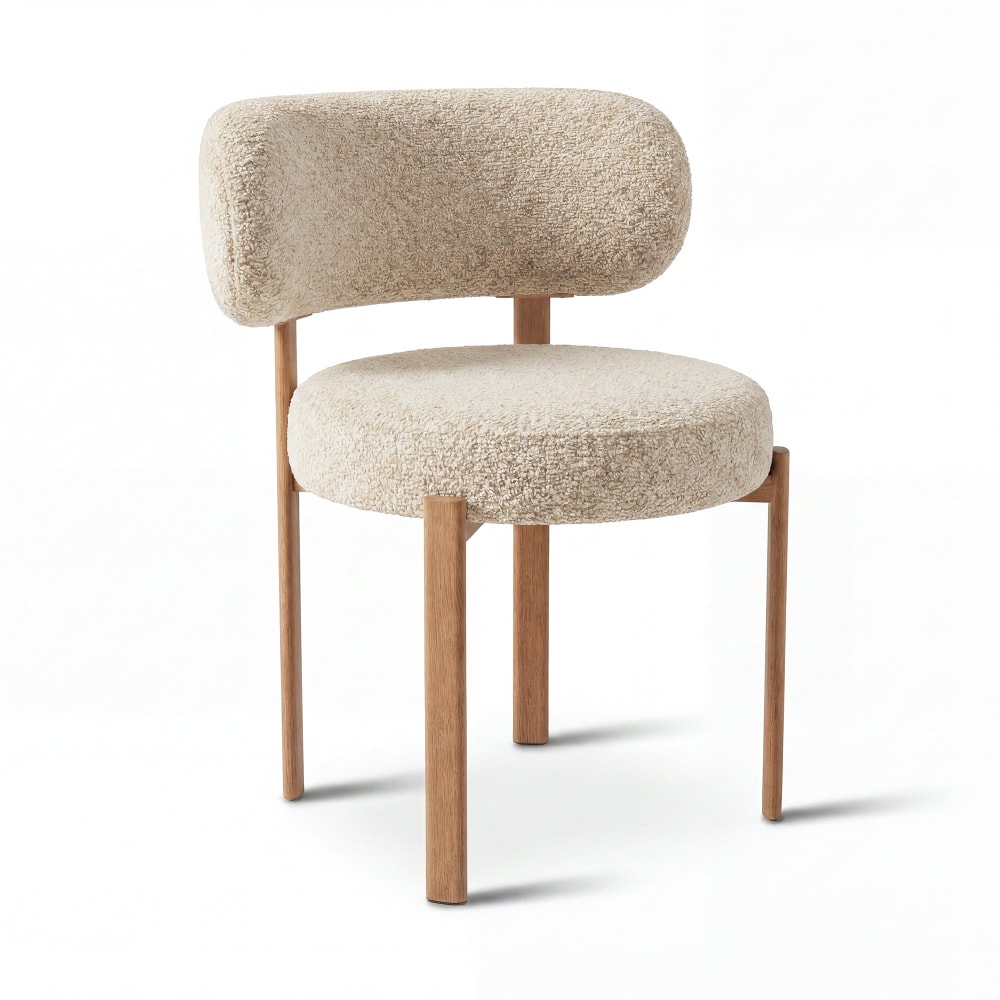 Lot de 2 chaises en bouclette beige Lot de 2 chaises en bouclette beige