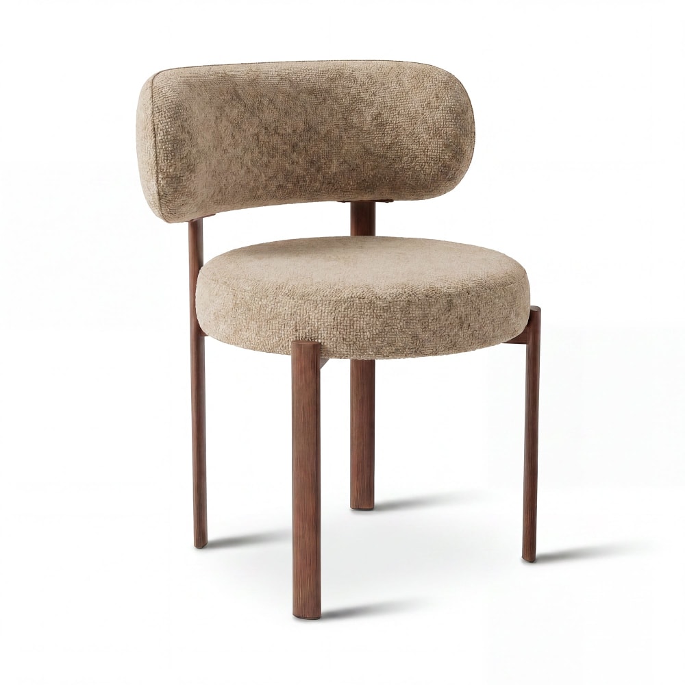 Lot de 2 chaises en velours texturé beige foncé Lot de 2 chaises en velours texturé beige foncé