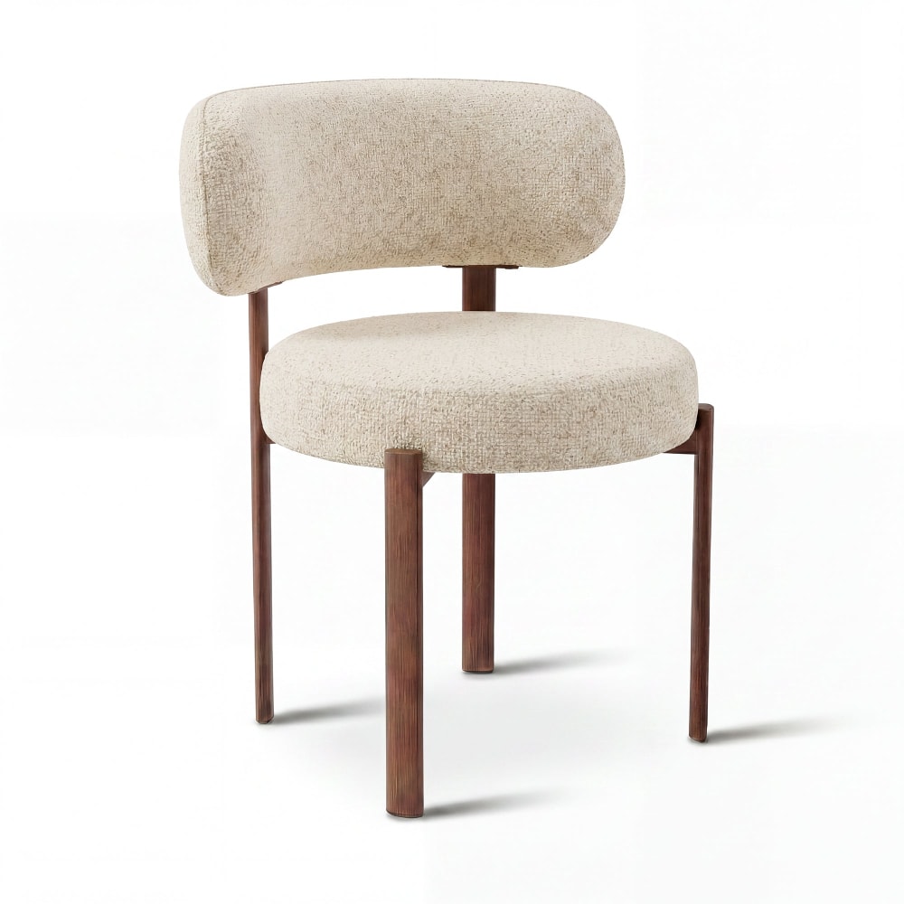 Lot de 2 chaises en velours texturé crème Lot de 2 chaises en velours texturé crème