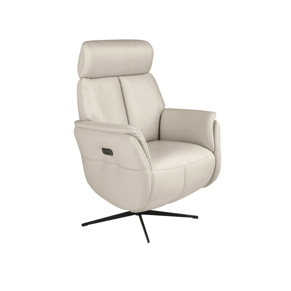 Fauteuil relax pivotant en cuir gris perle Fauteuil relax pivotant en cuir gris perle
