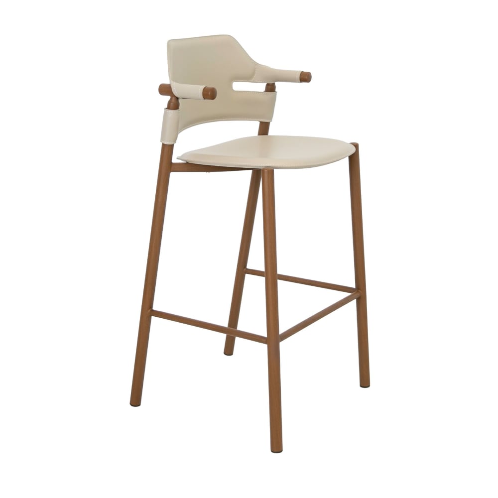 Tabouret en cuir régénéré couleur sable Tabouret en cuir régénéré couleur sable