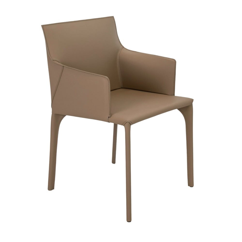 Angel Cerda Stuhl aus nerzfarbenem regeneriertem Leder style modern Braun Leder