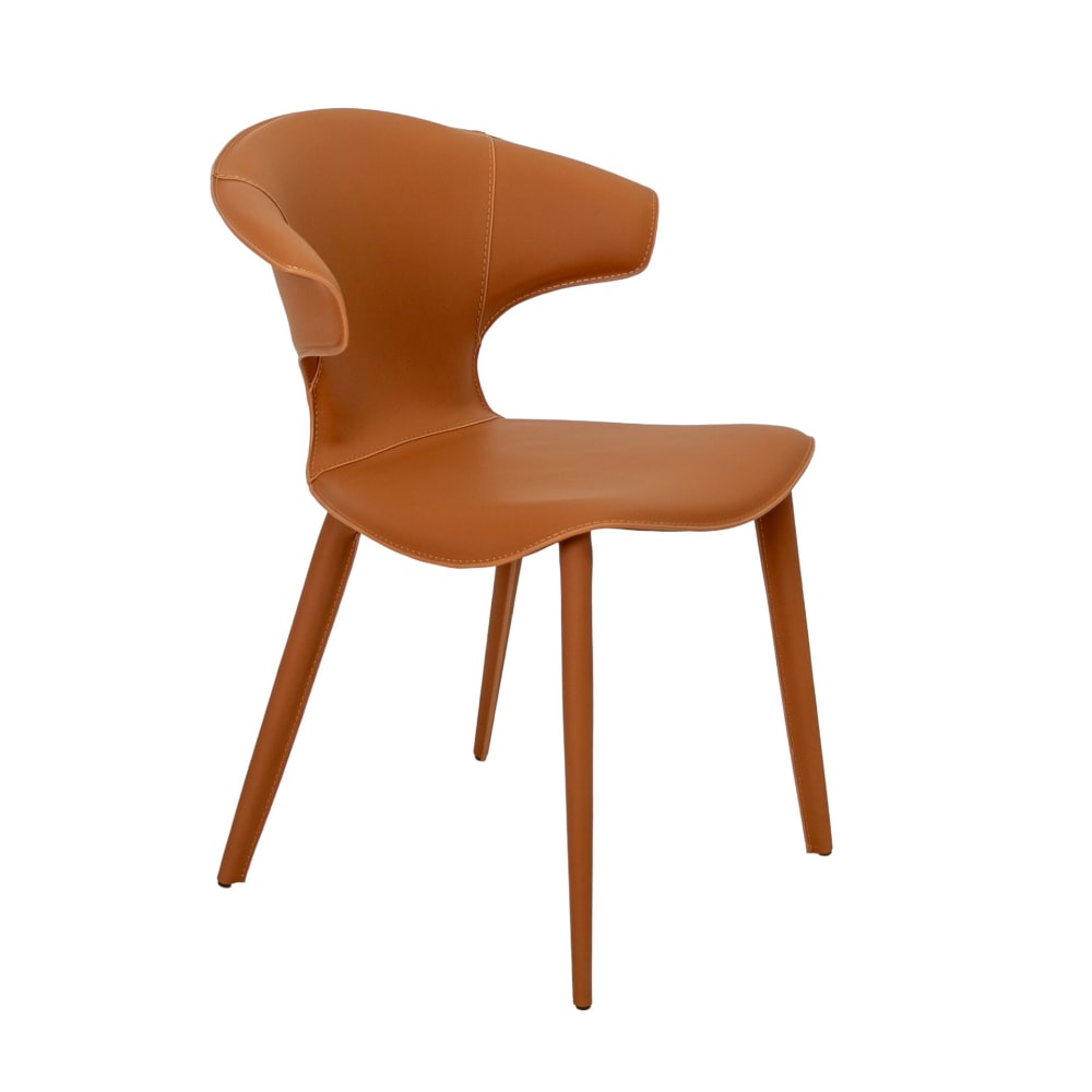 Chaise en cuir régénéré orange