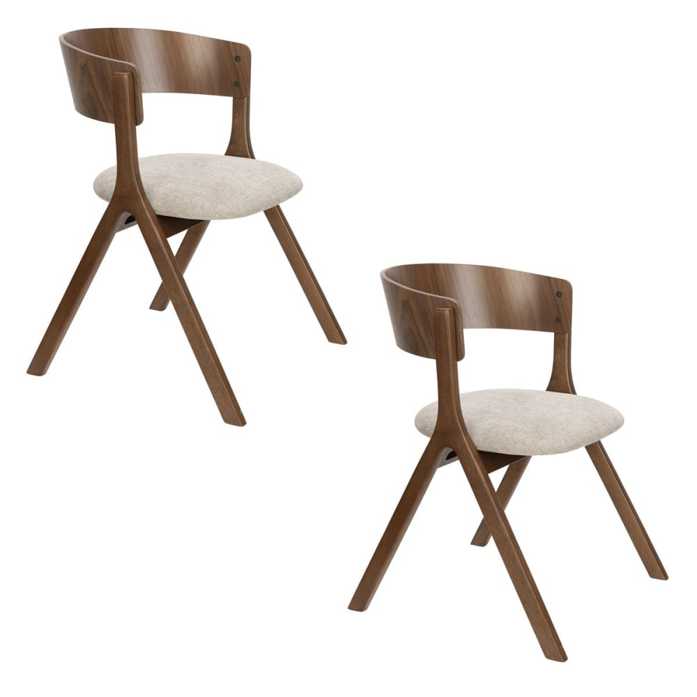Lot de 2 chaises design en tissu beige
