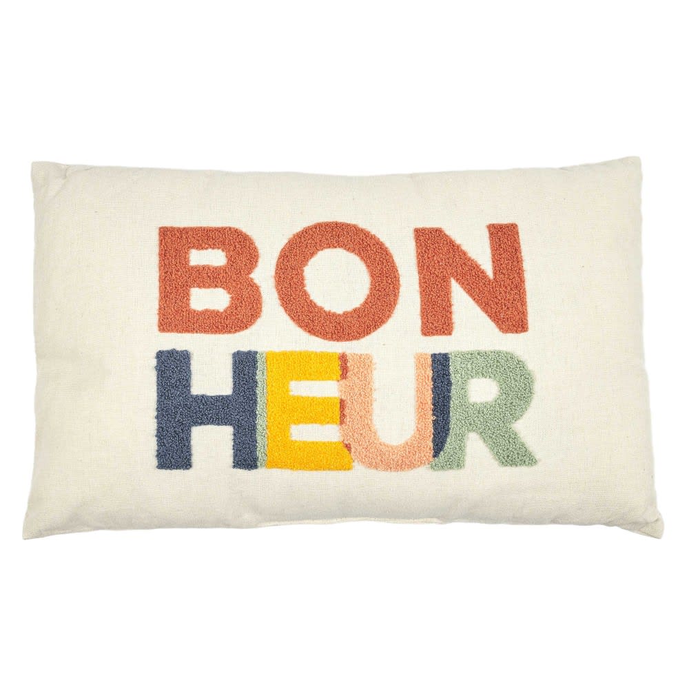 Coussin avec bouclette 30x50cm beige