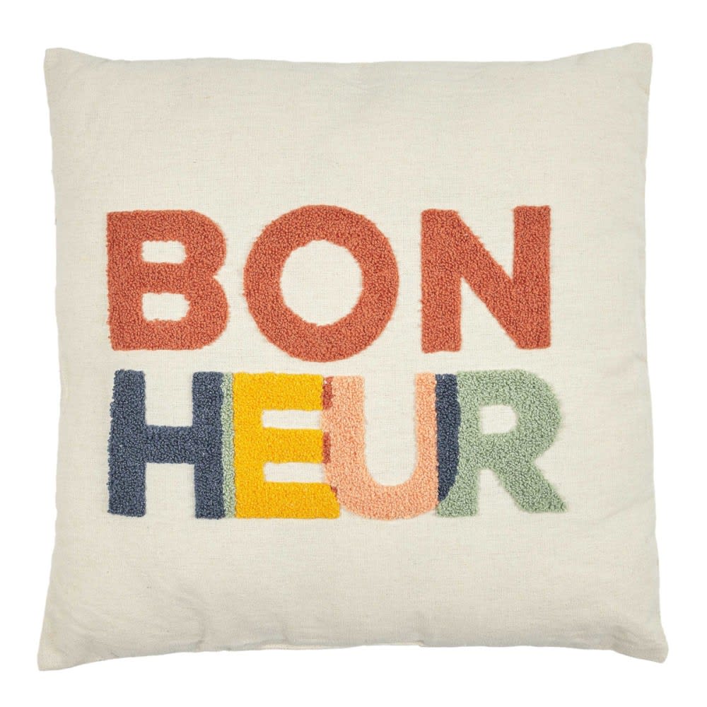 Coussin avec bouclette 40x40 beige