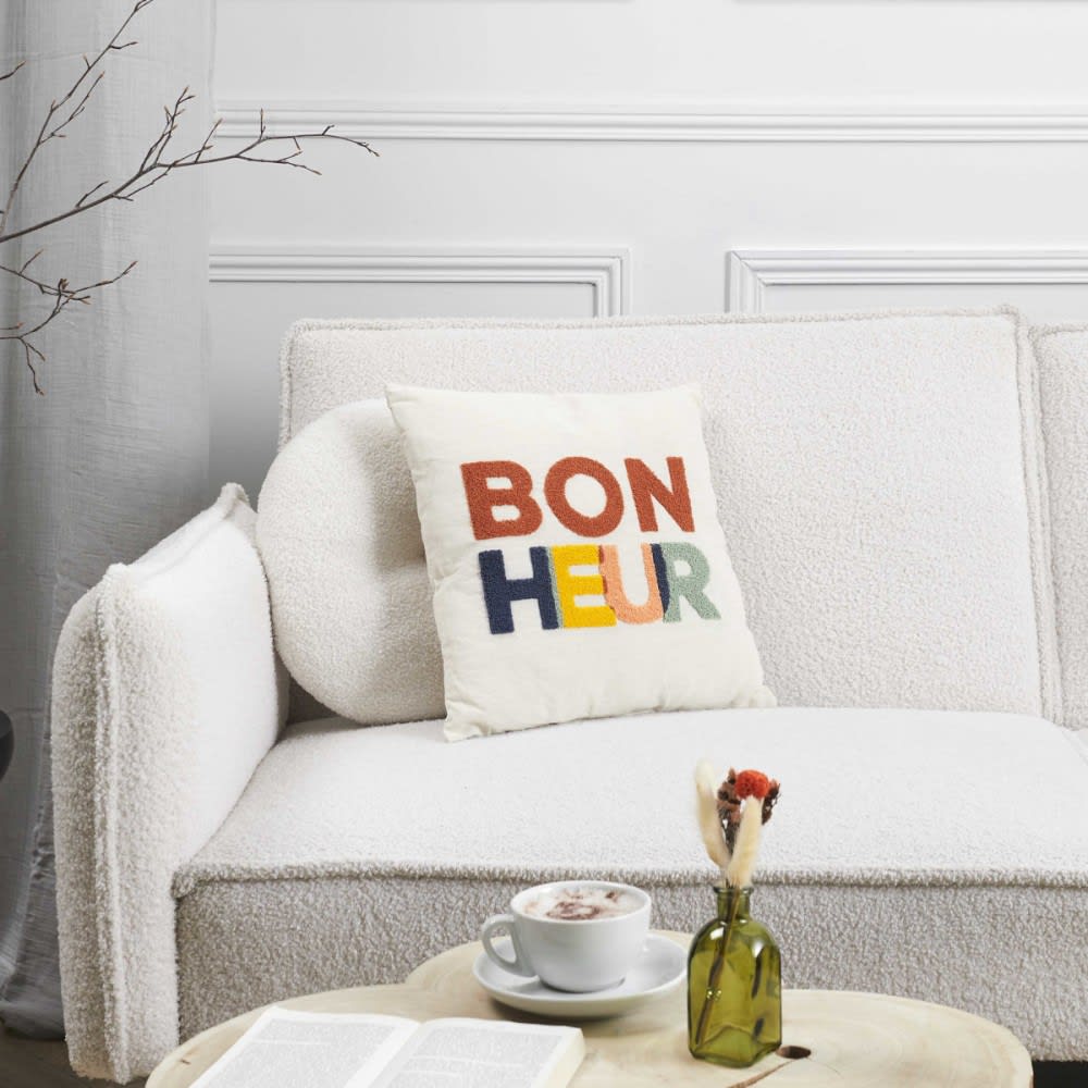 Coussin avec bouclette 40x40 beige — vue 3