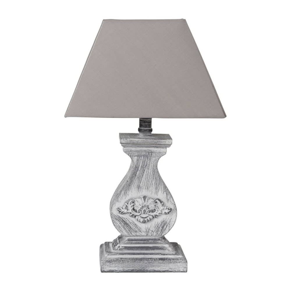 Lampe base rectangulaire en bois coloris gris