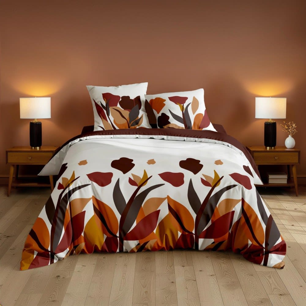 Parure de couette 100% coton 57 fils imprimée 240x220cm 2 taies Parure de couette 100% coton 57 fils imprimée 240x220cm 2 taies