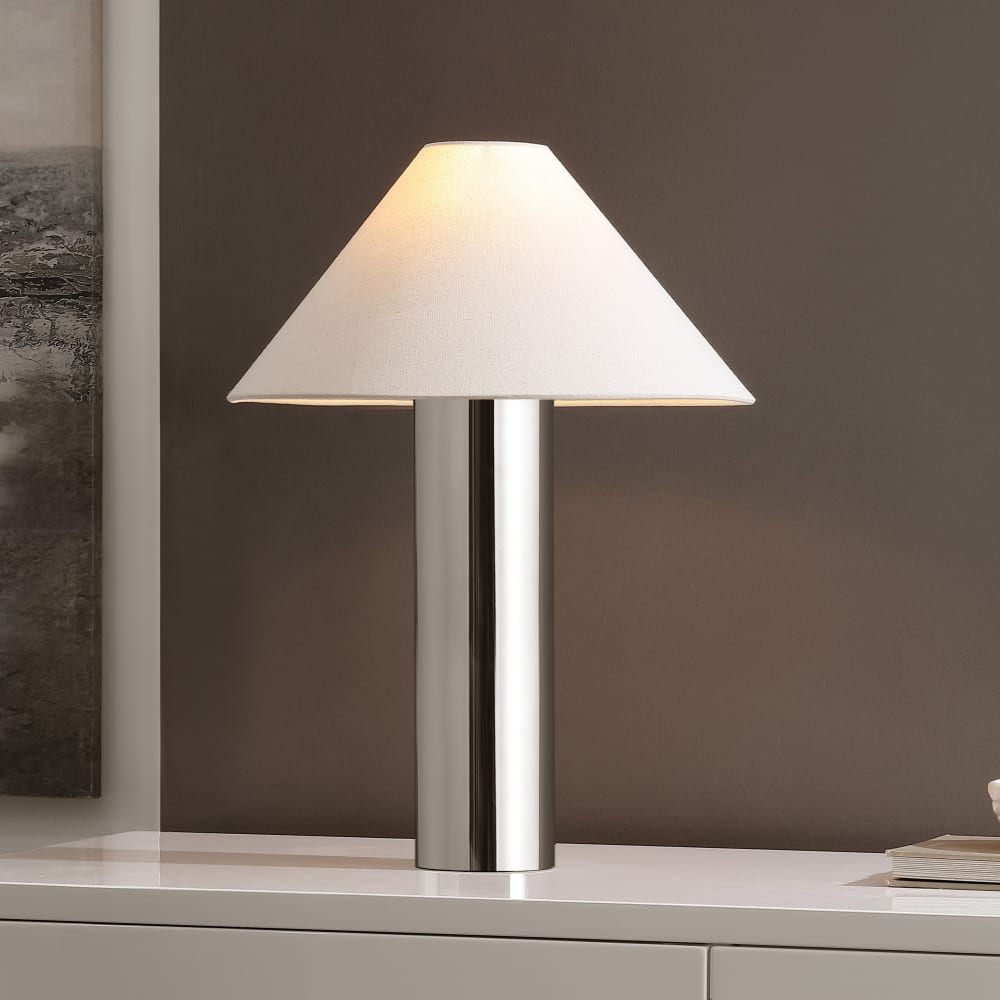 Lampe de table en métal/tissu, argent — vue 3