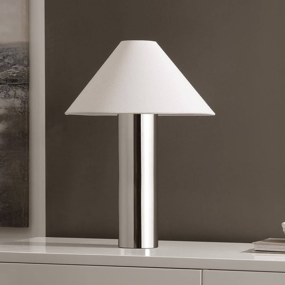 Lampe de table en métal/tissu, argent — vue 4