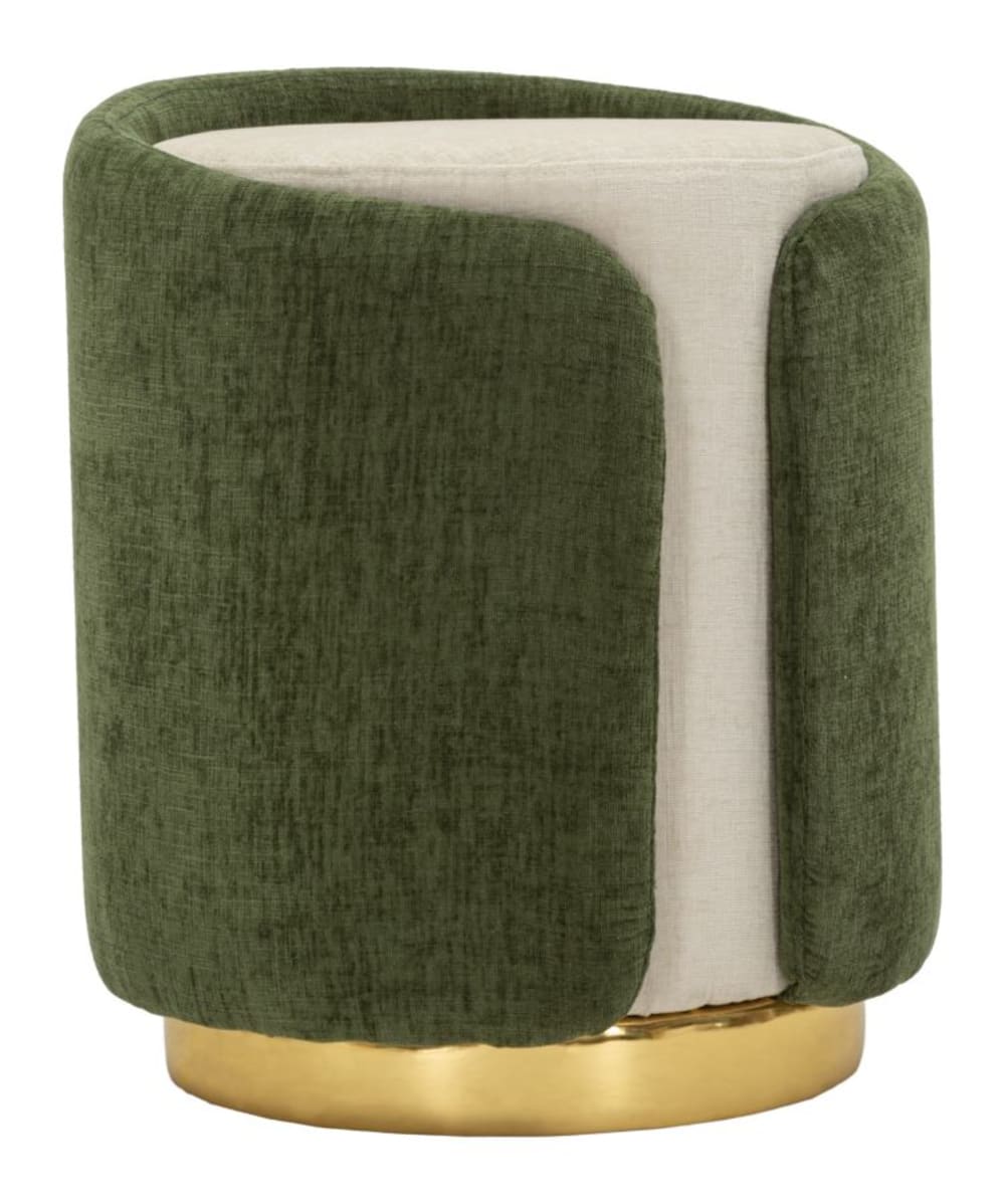 Pouf bicolore style glamour avec base dorée, ø 40 x 50 cm