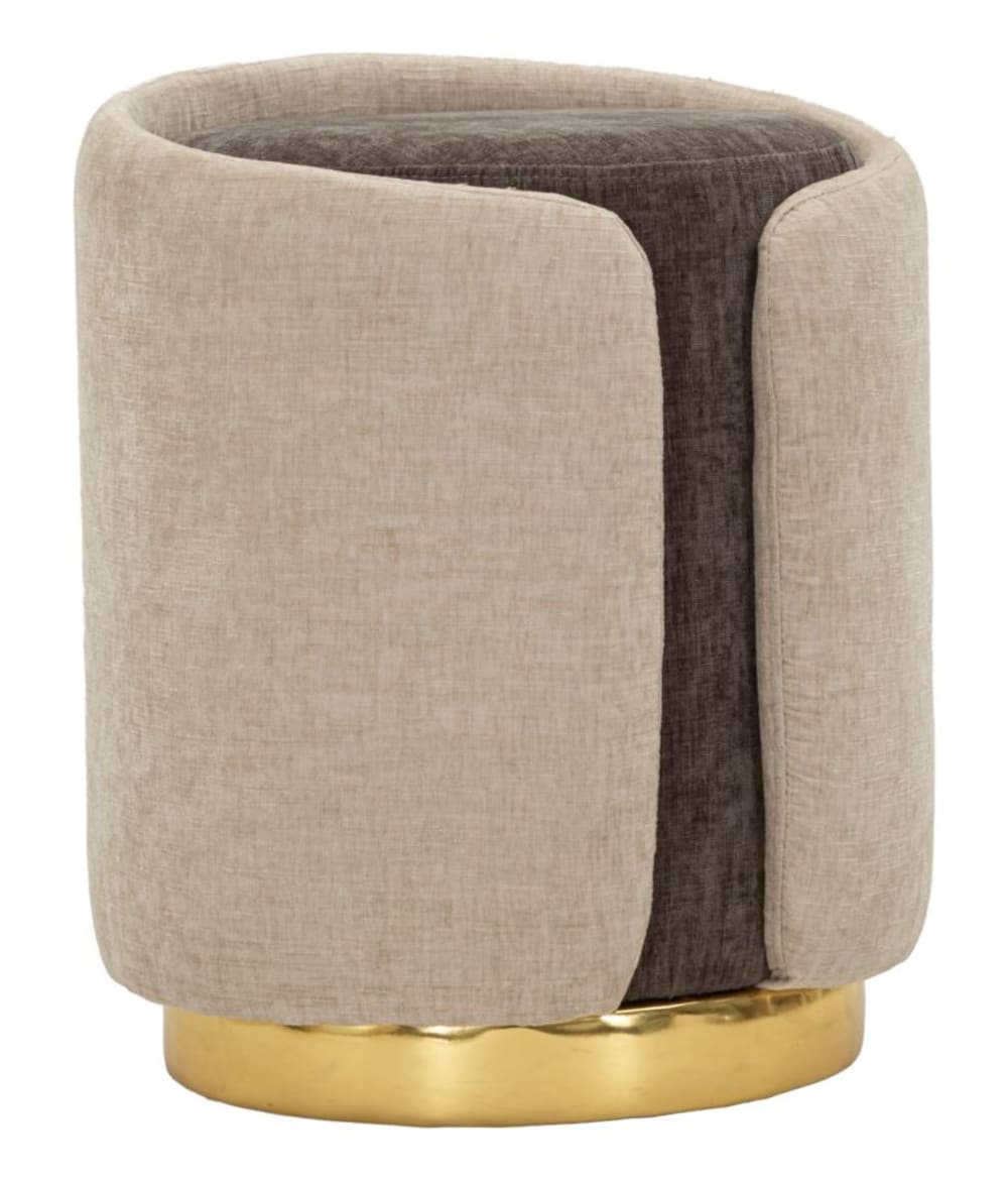 Pouf bicolore style glamour avec base dorée, ø 40 x 50 cm