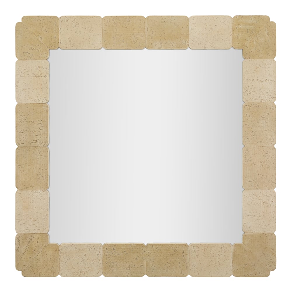 Quadratischer Wandspiegel im natürlichen Stil, 90 x 2,5 x 90 cm -