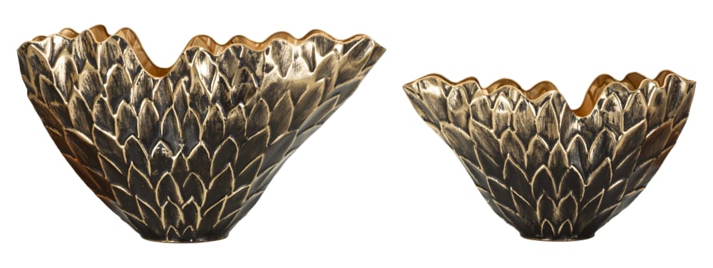 Paar Vasen mit Schuppenmotiv, 51,5 x 23 x 28–41 x 19 x 21,5 cm -