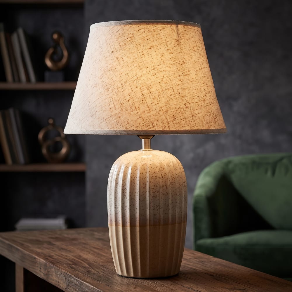 Mauro Ferretti Japandi Tischleuchte ø 30x44 cm Beige Keramik