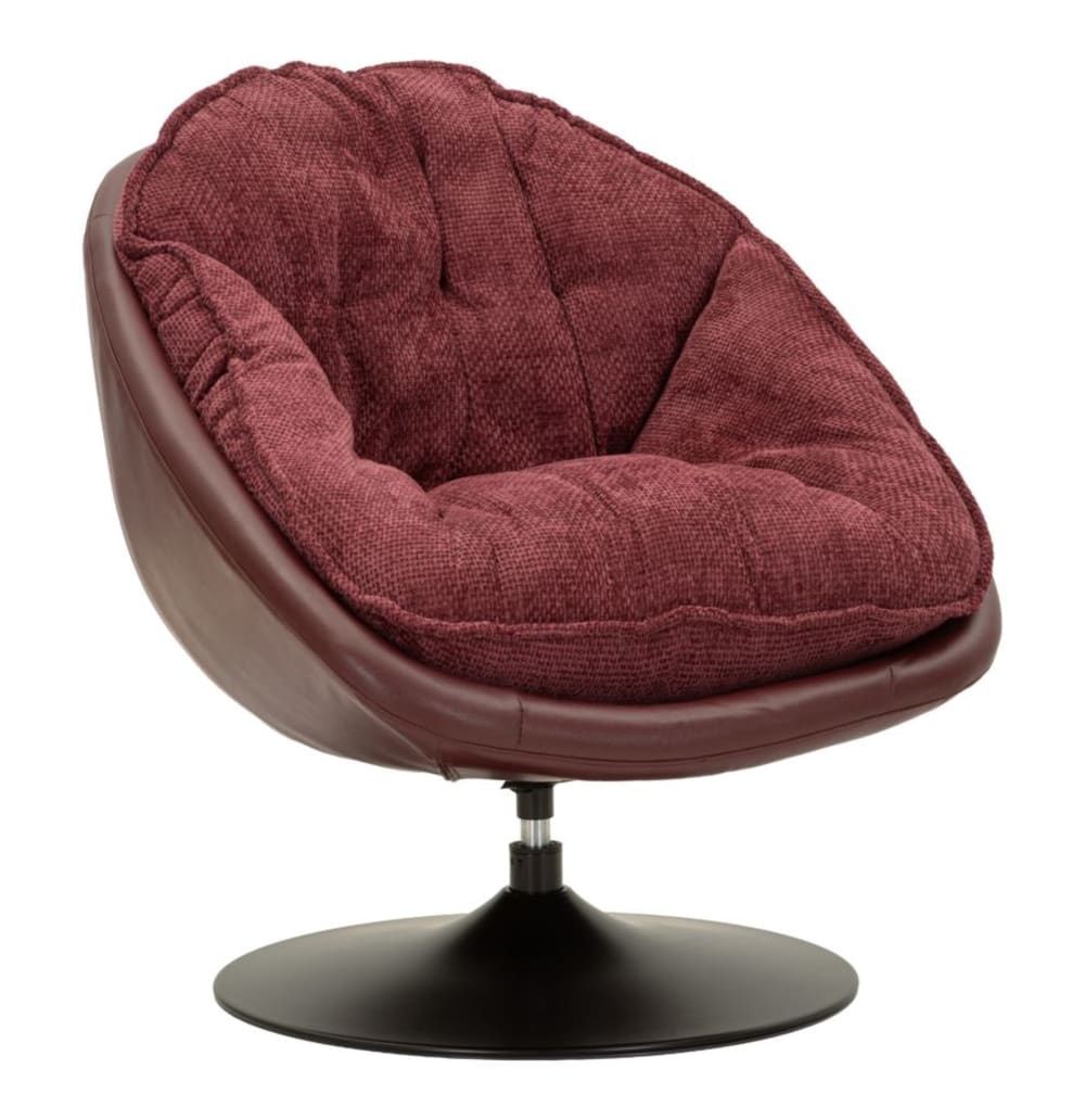 Fauteuil pivotant bordeaux style rétro, 78 x 78 x 84 cm Fauteuil pivotant bordeaux style rétro, 78 x 78 x 84 cm