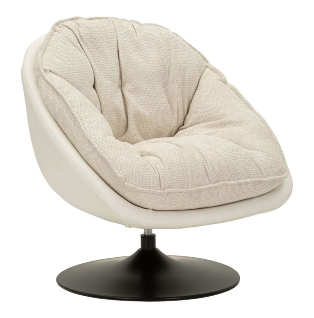 Fauteuil pivotant crème de style rétro 78x78x84 cm Fauteuil pivotant crème de style rétro 78x78x84 cm